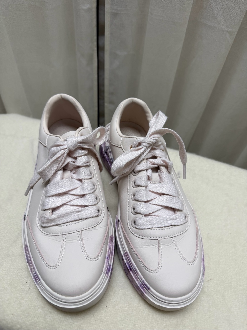 Skechers Sport Court 2.0 Floral Frenzy Memory Foam Sneakers White Purple - Picture 2 of 5